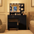 White Vanity Desk with Mirror and Lights and Drawer S69521