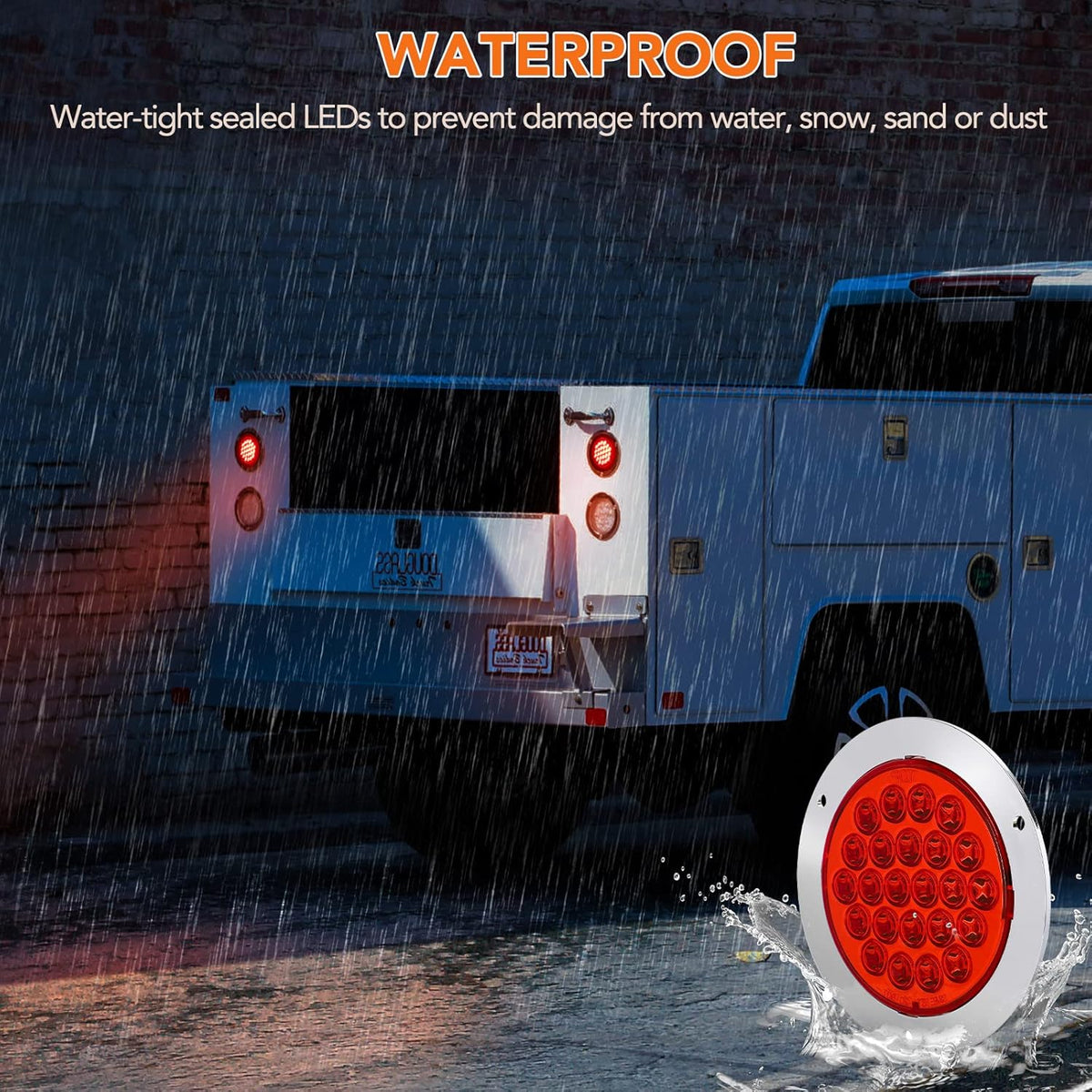 Red 4 Inch 24 LED Trailer Tail Light, 12V IP65 Waterproof, 4 Pcs W448