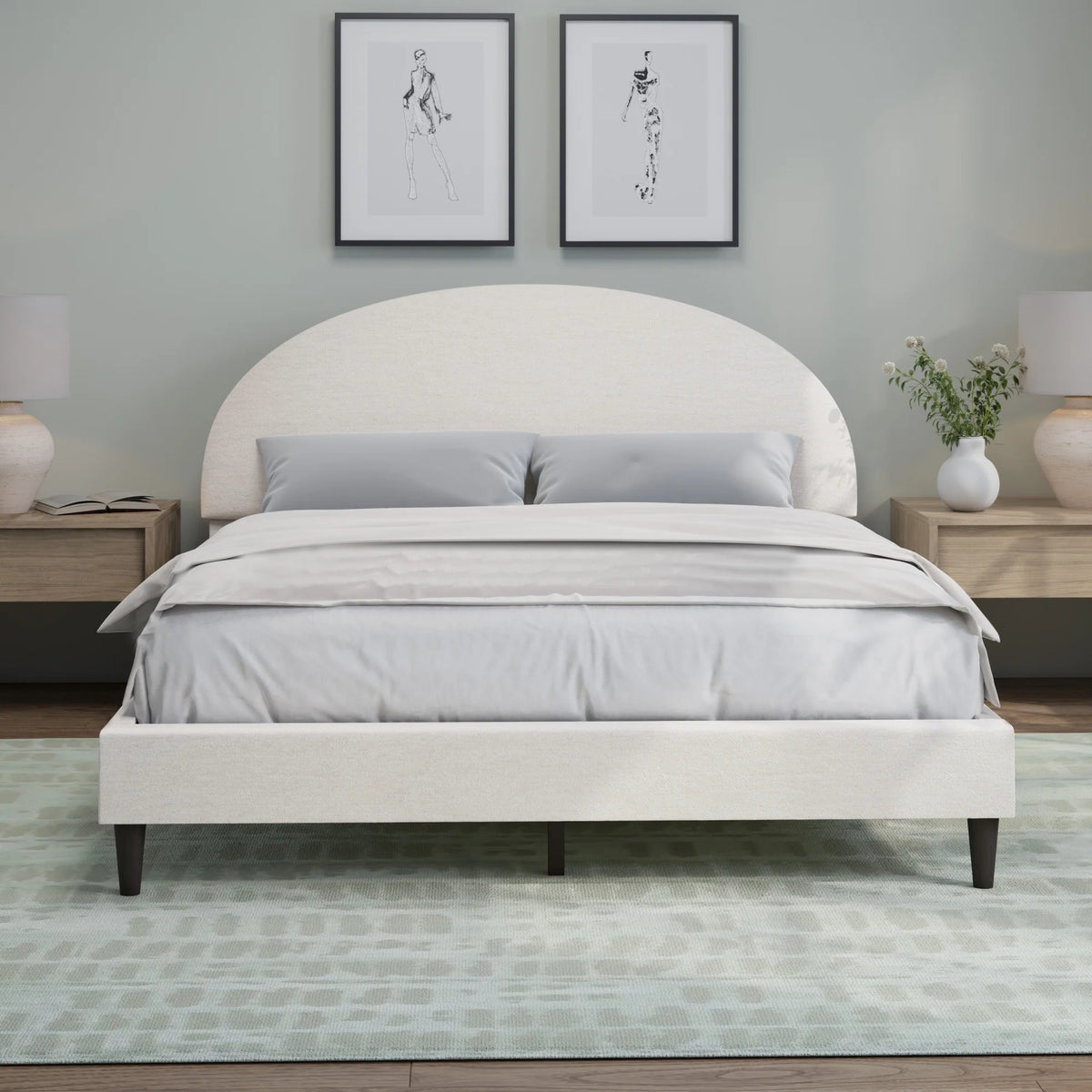 Queen Upholstered Platform Bed L7957