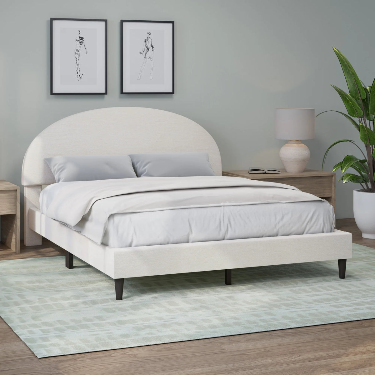 Queen Upholstered Platform Bed L7957