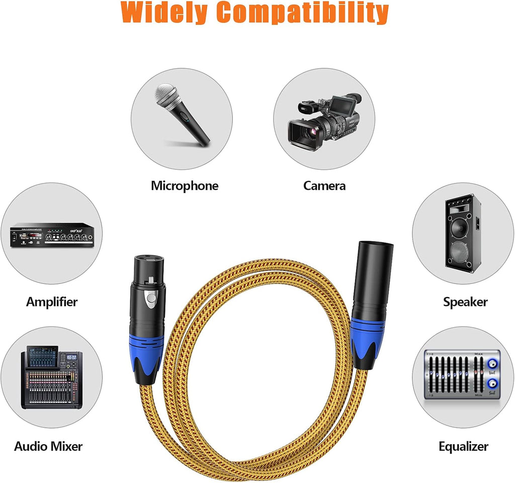 Nylon Braided XLR Male to Female Microphone Cable 25ft 10Pack S70762