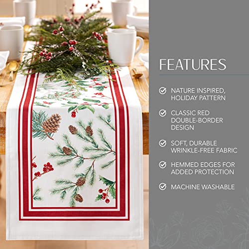 Winter Holiday Berry Bordered 60" X 120" Oblong Tablecloth Y98394