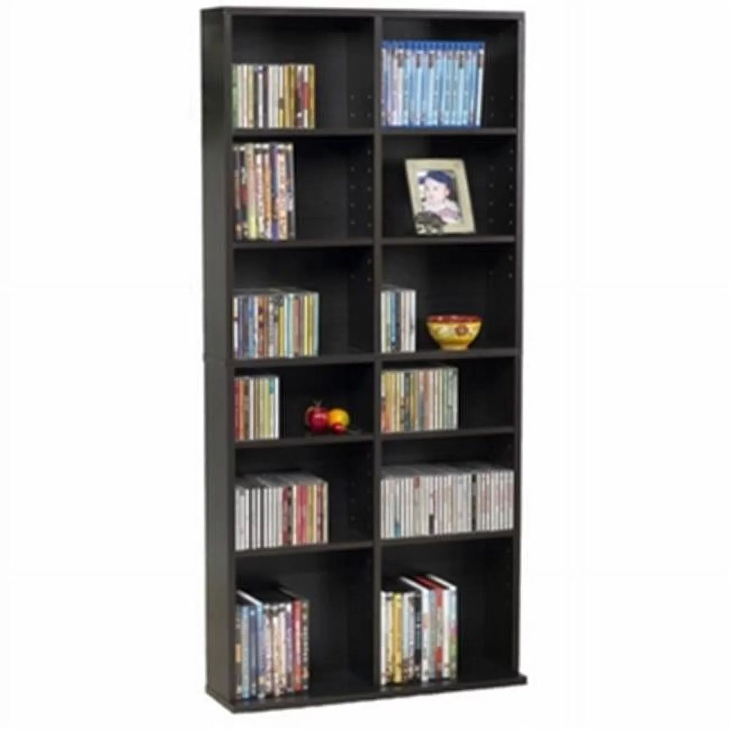 54" Espresso Adjustable Wood Media Storage Shelf Bookcase M524