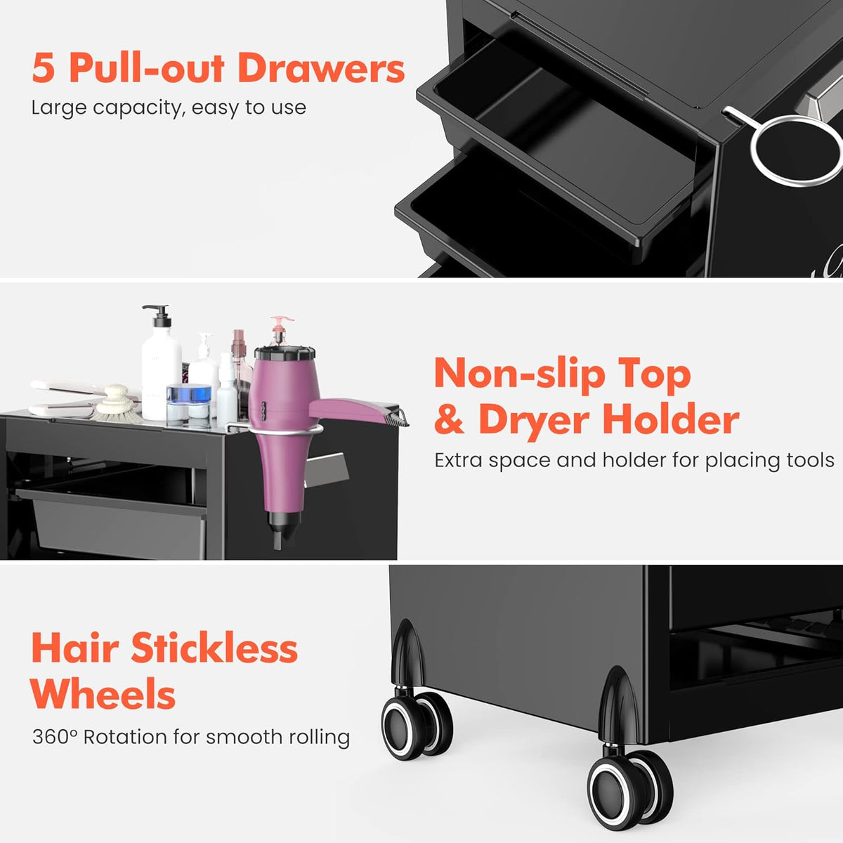 Salon Trolley Cart with 5 Trays Y813201