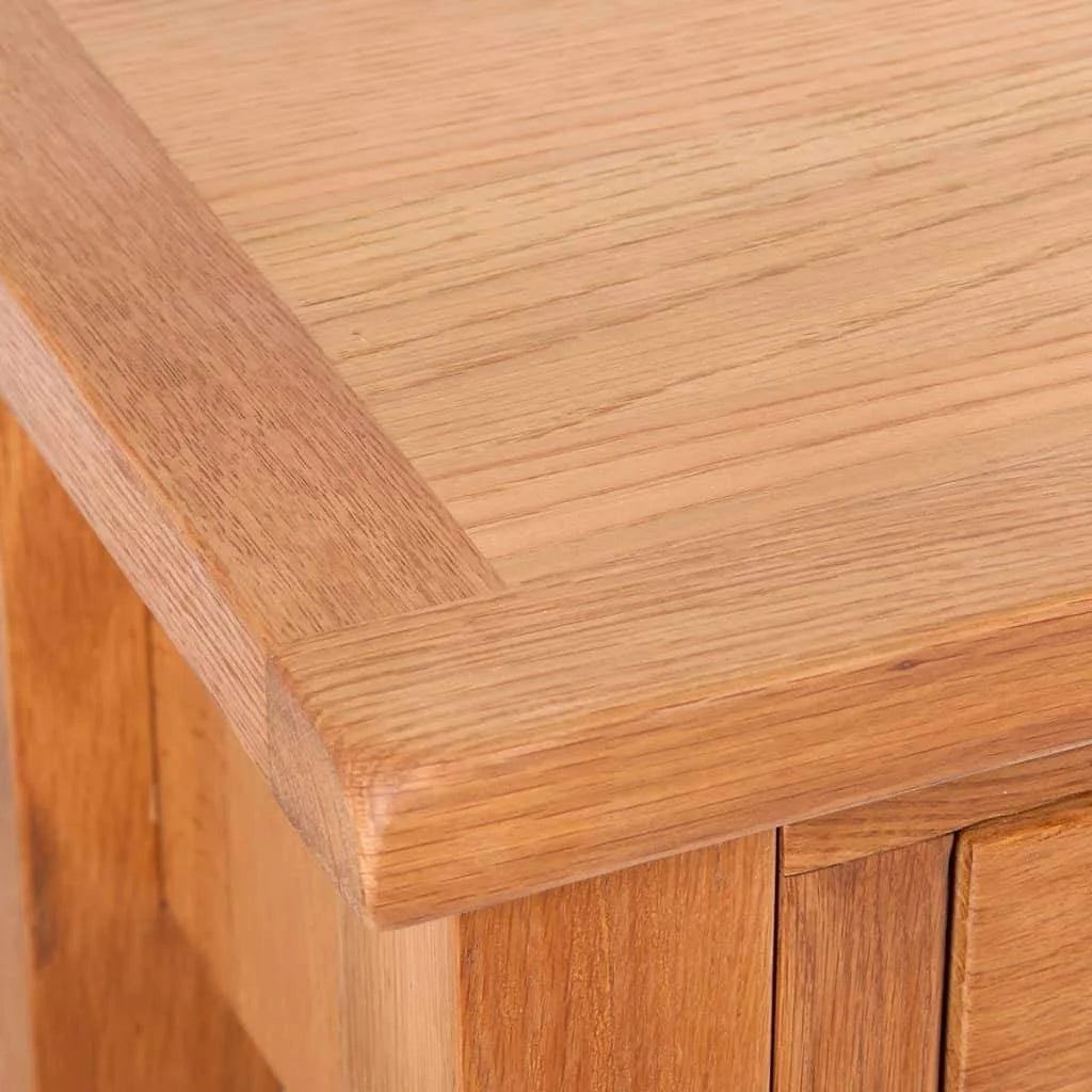 Solid Oak Wood Console Table with Two Drawers F8252