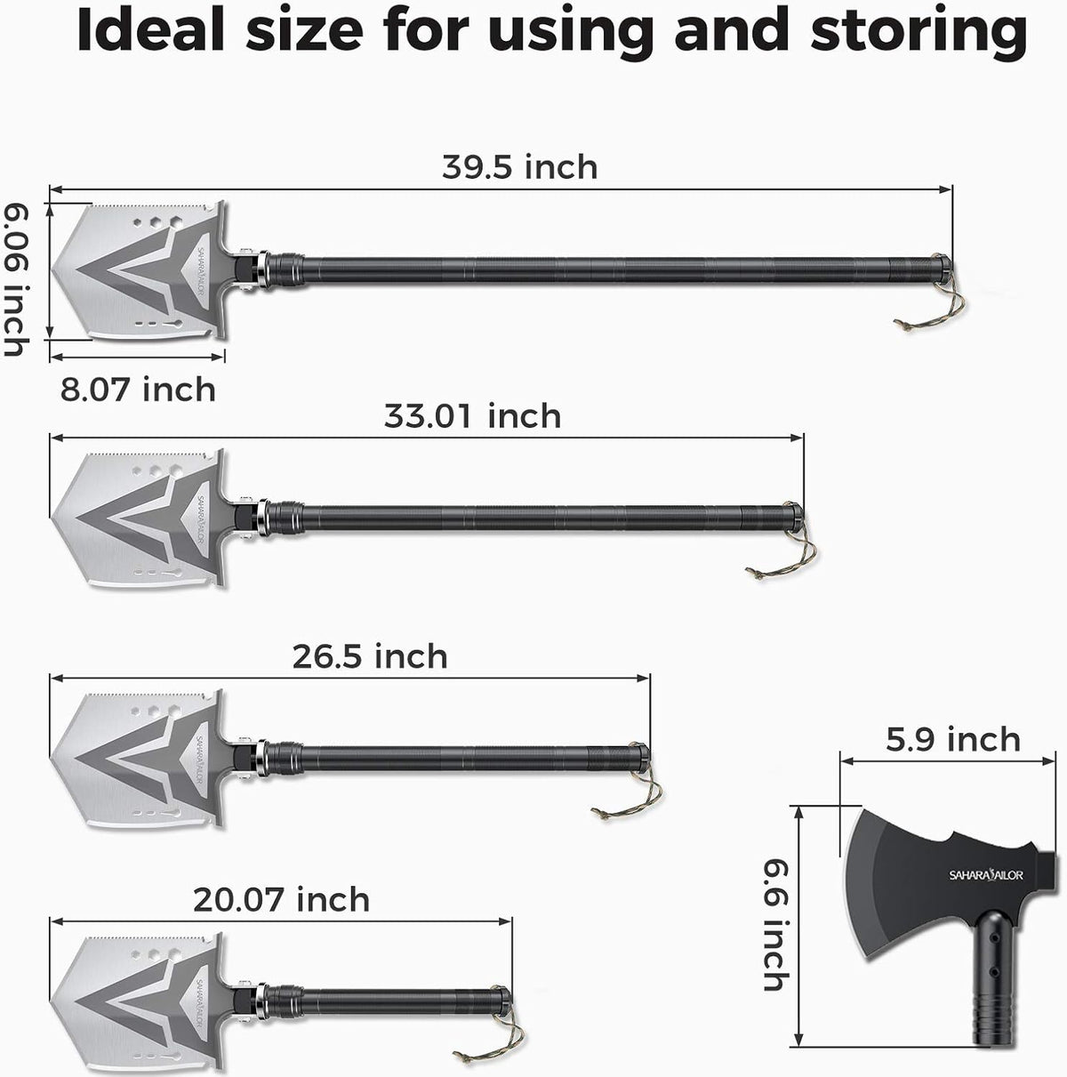 High Carbon Steel Tactical Shovel with Axe L44940