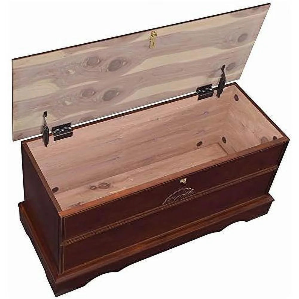 Warm Brown Cedar Lined Wood Storage Blanket Chest Trunk M834
