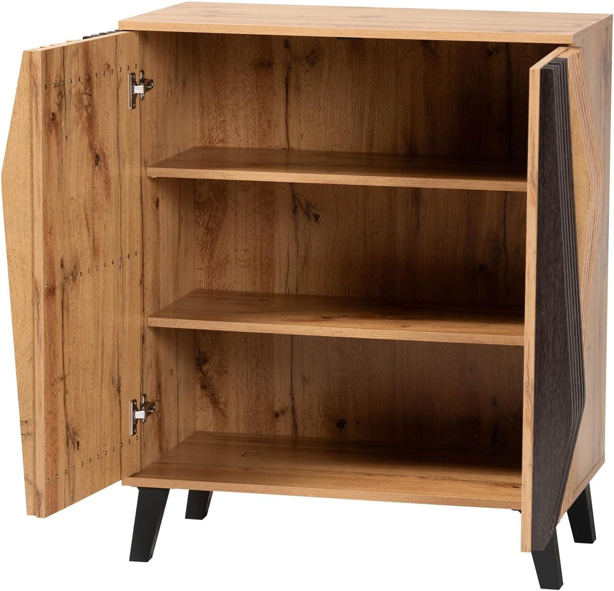 Espresso and Brown Wood 2-Door Storage Cabinet T225669