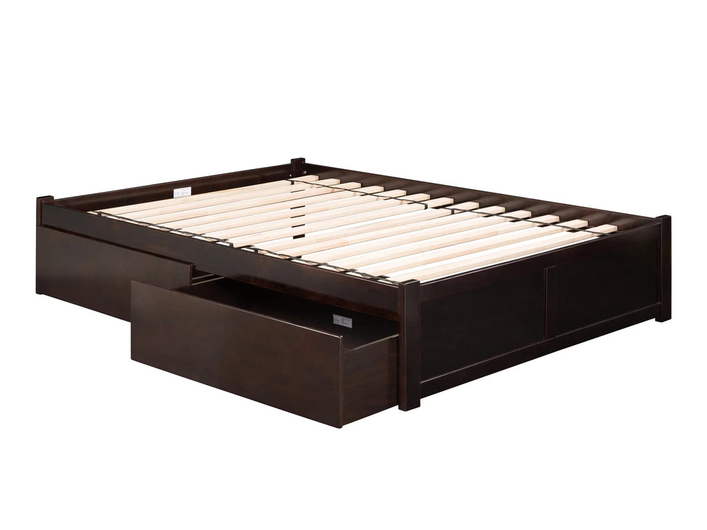Queen Solid Wood Platform Bed with 2 Storage Drawers N79498