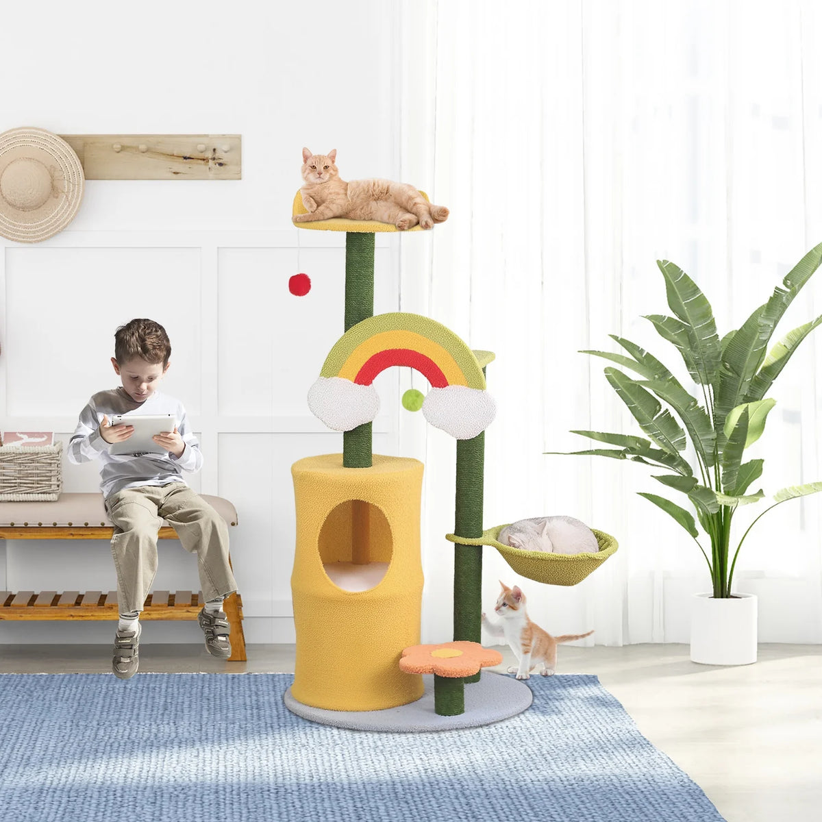 47" Cat Tree with Scratching Posts and Cat Condos H973