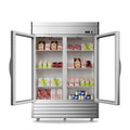 Commercial Beverage Cooler 2 Glass Doors 49 Cu.ft Stainless Steel Reach-in Upright Refrigerator H40115