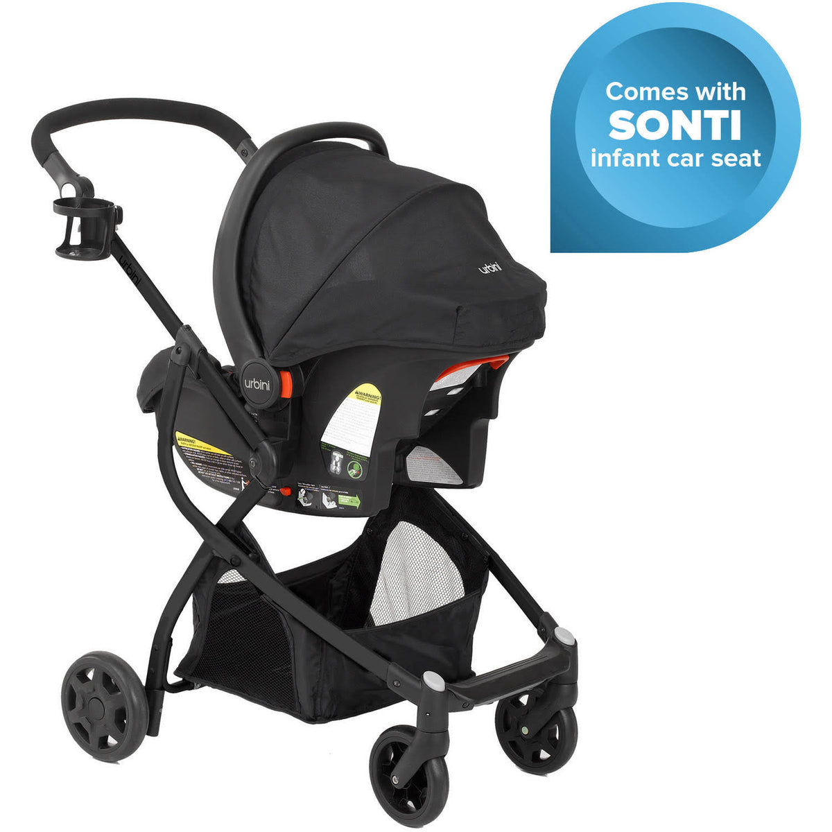 Black Stroller with Car Seat O9799