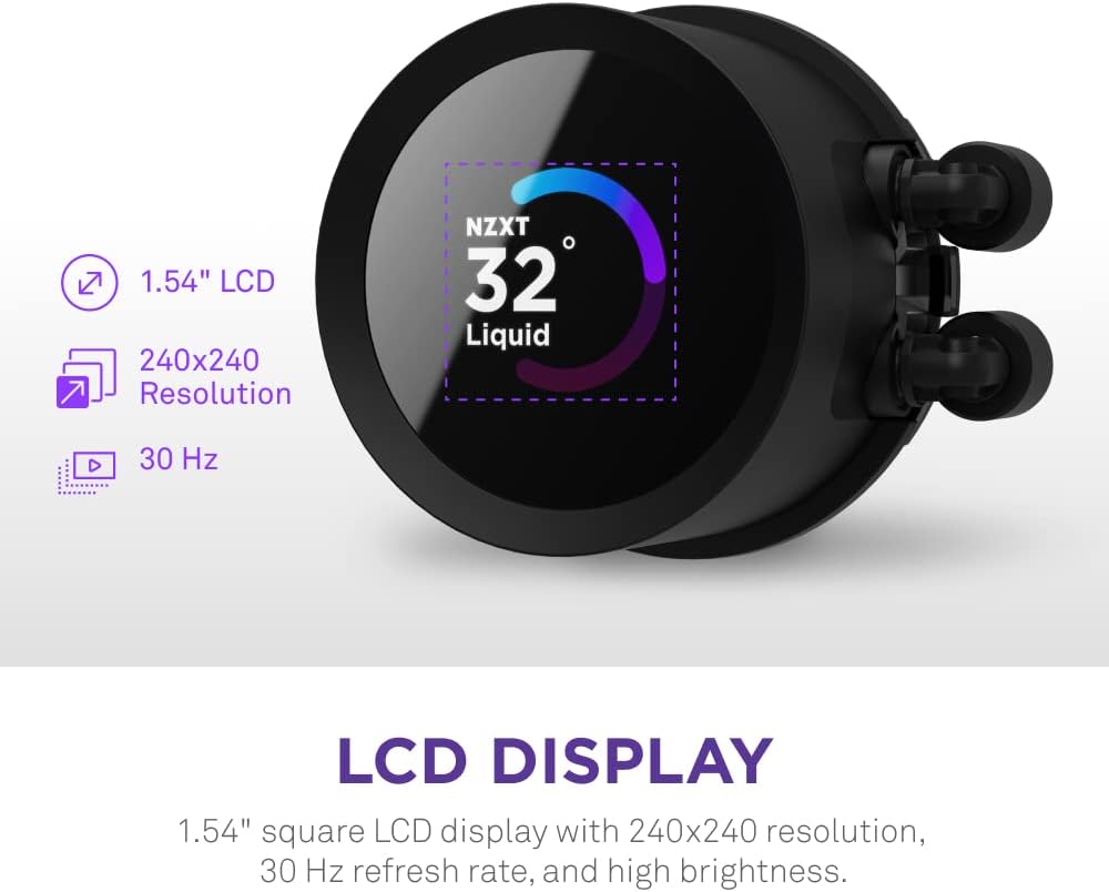Mid-Tower Airflow Case with 3 RGB Fans, Panoramic Glass Panels, Cable Management & 360mm AIO CPU Liquid Cooler with Customizable LCD Display, High-Performance Pump, 3 Fans R52297