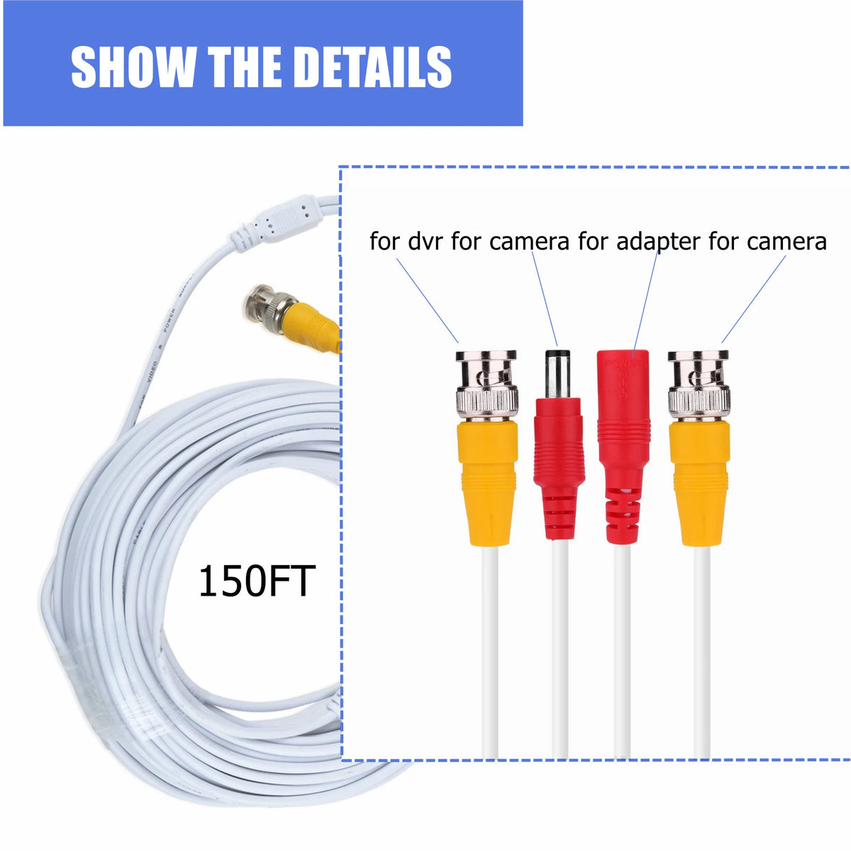 White 150ft BNC Extension Power Cable Z67620