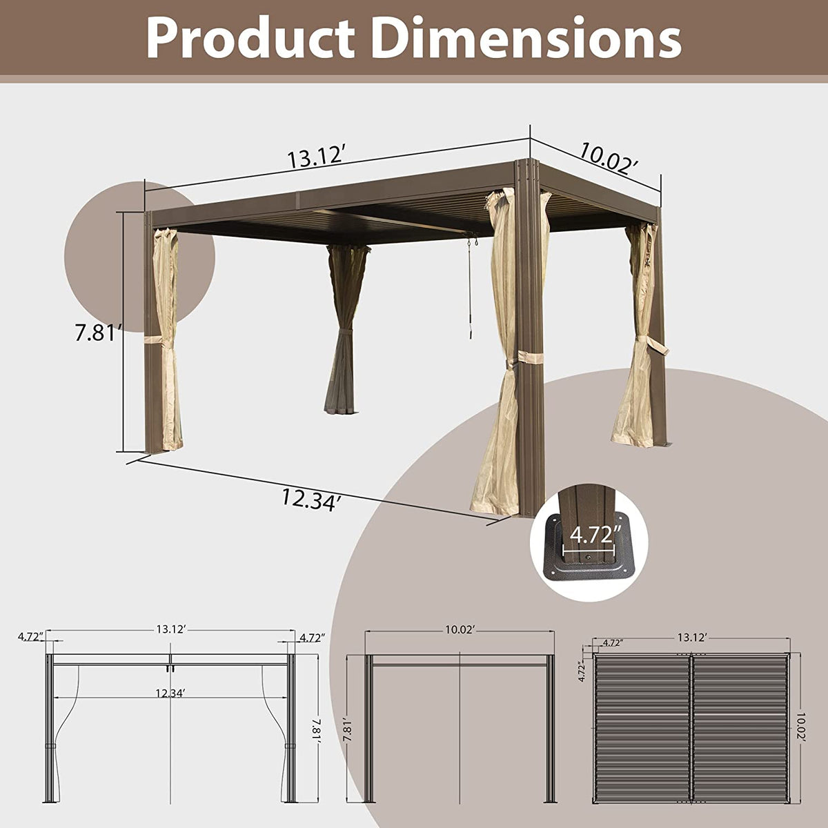 Louvered Pergola with Mosquito Netting B92836