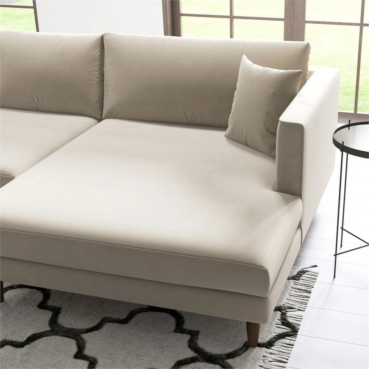 Beige Velvet L-Shaped Sectional N318372