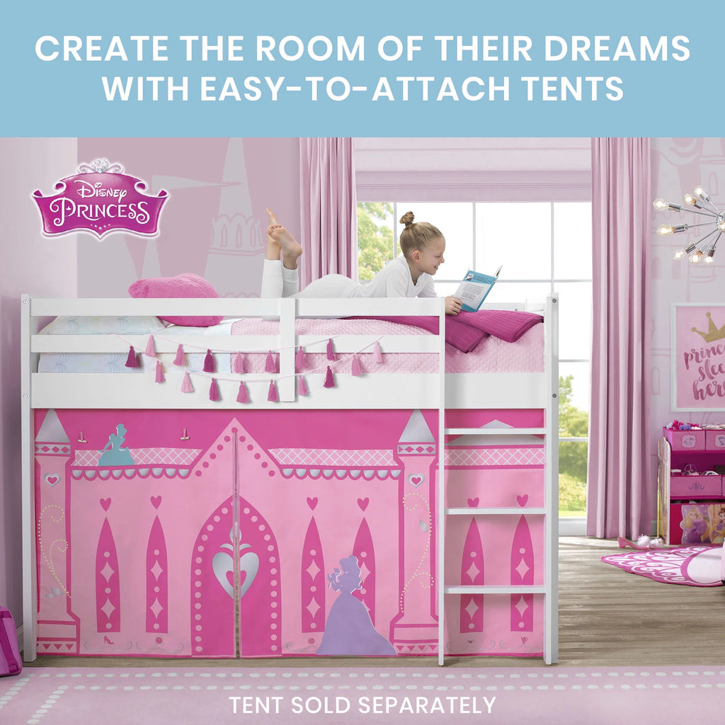 White Twin Loft Bed with Guardrail and Ladder G9716