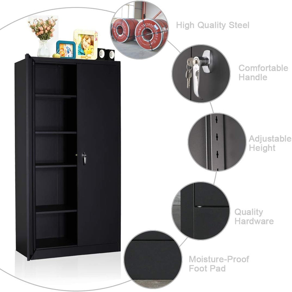 Metal Storage Cabinet with 2 Doors and 5 Shelves F997