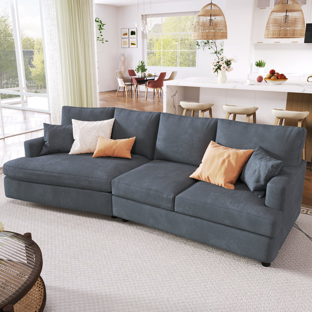 Gray 3 Seat Upholstered Sectional Sofa with Pillows E776738