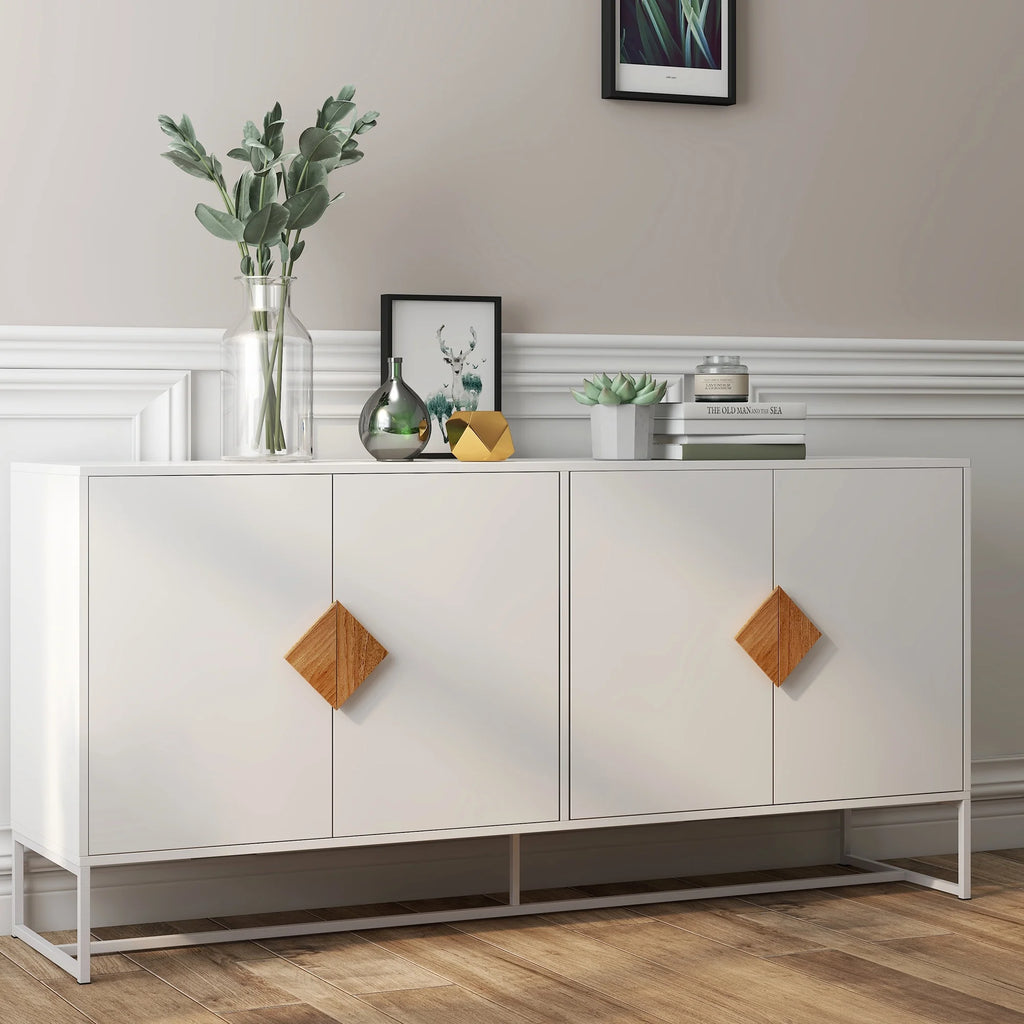 White Storage Sideboard Cabinet with 4 Doors A3188