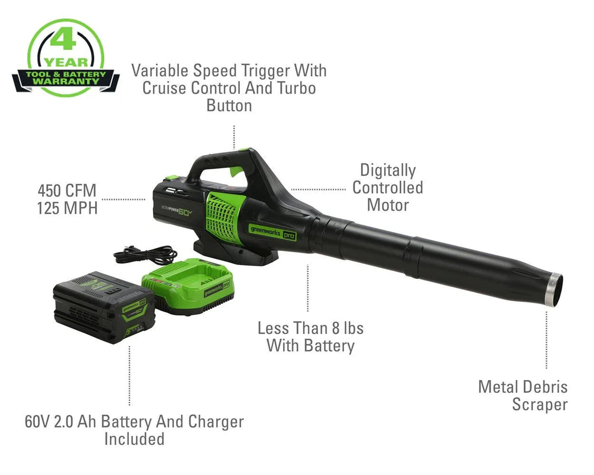 60V Cordless Leaf Blower with Battery & Charger T586