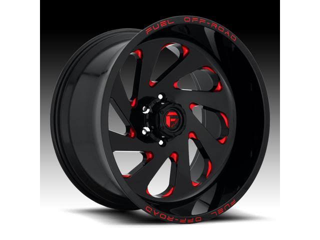 20x10 Black Red Wheel Fuel Vortex D638 5x5 -18 D224