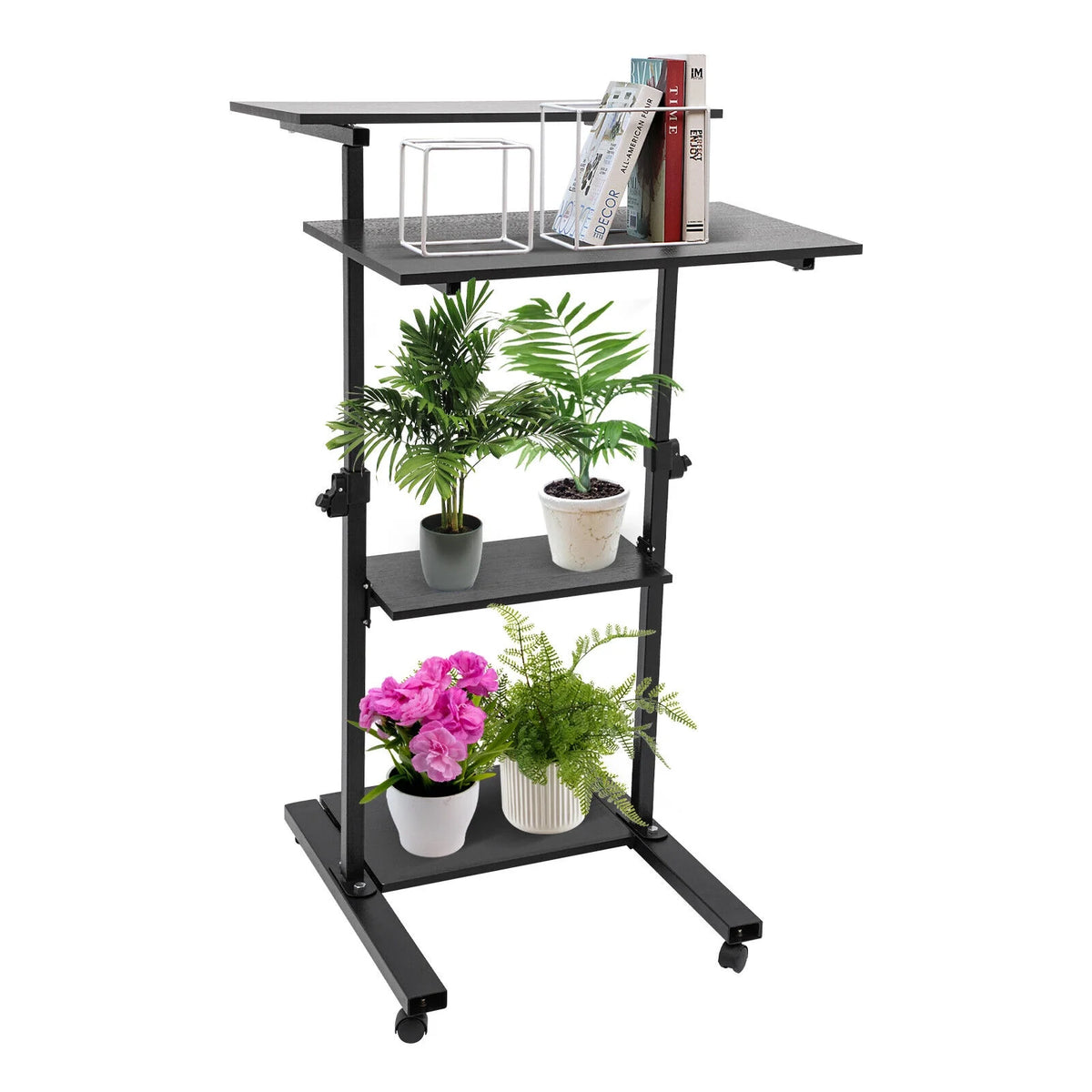 Black Adjustable Mobile Standing Desk S633