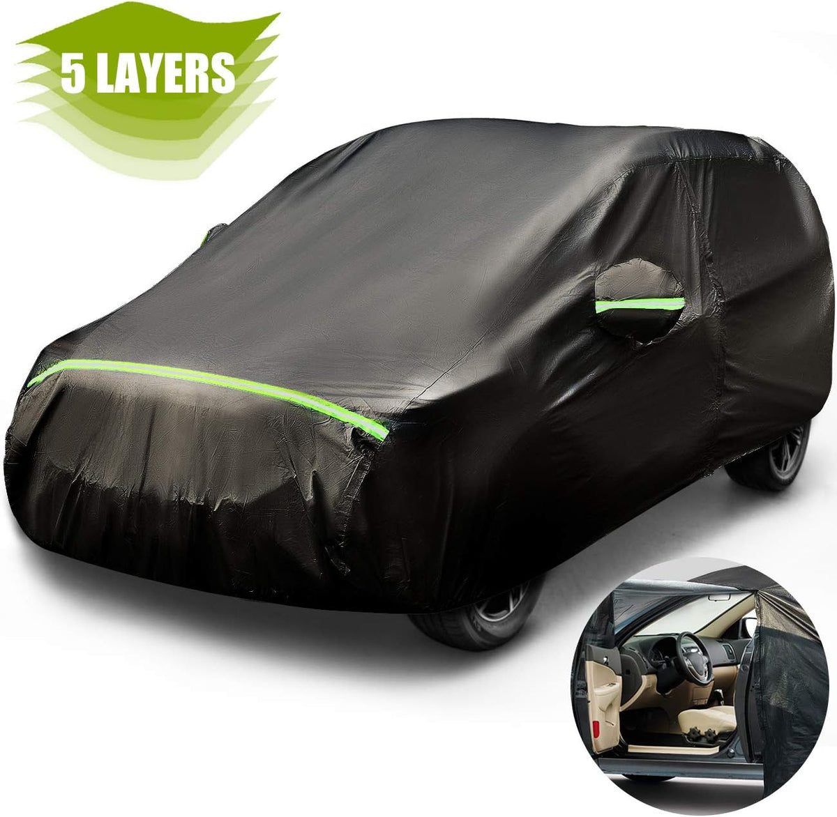 Car Cover SUV Cover Universal Fit 169 inch to 181 inch 5 Layer Waterproof Windproof Pack of 2 B232