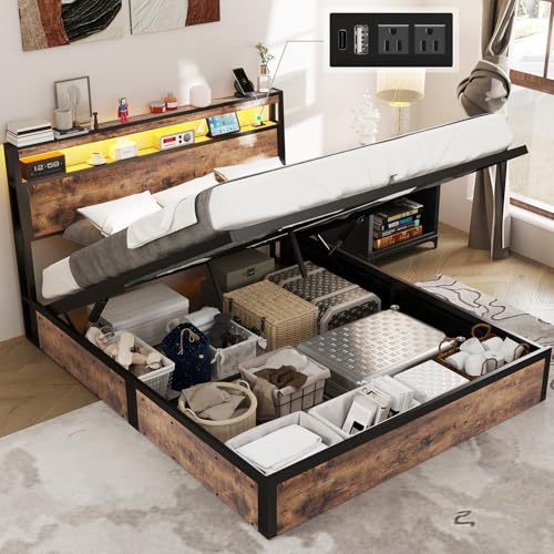Queen Bed Frame with Storage Headboard and 4 Drawers H51203