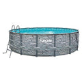 14' x 42" Round Frame Above Ground Swimming Pool Set with Filter Pump, Ladder, and Pool Cover D91007