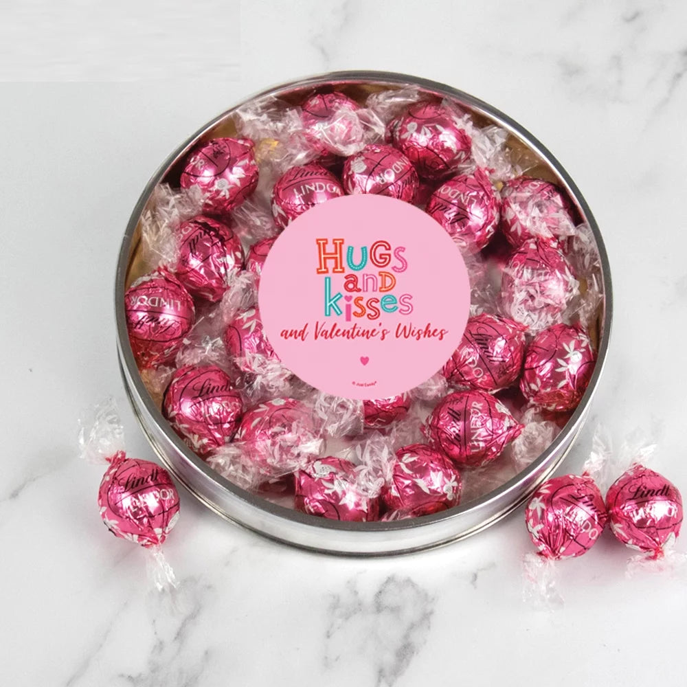 Large Plastic Candy Gift Tin with Chocolate Strawberries & Cream Truffles Z5821