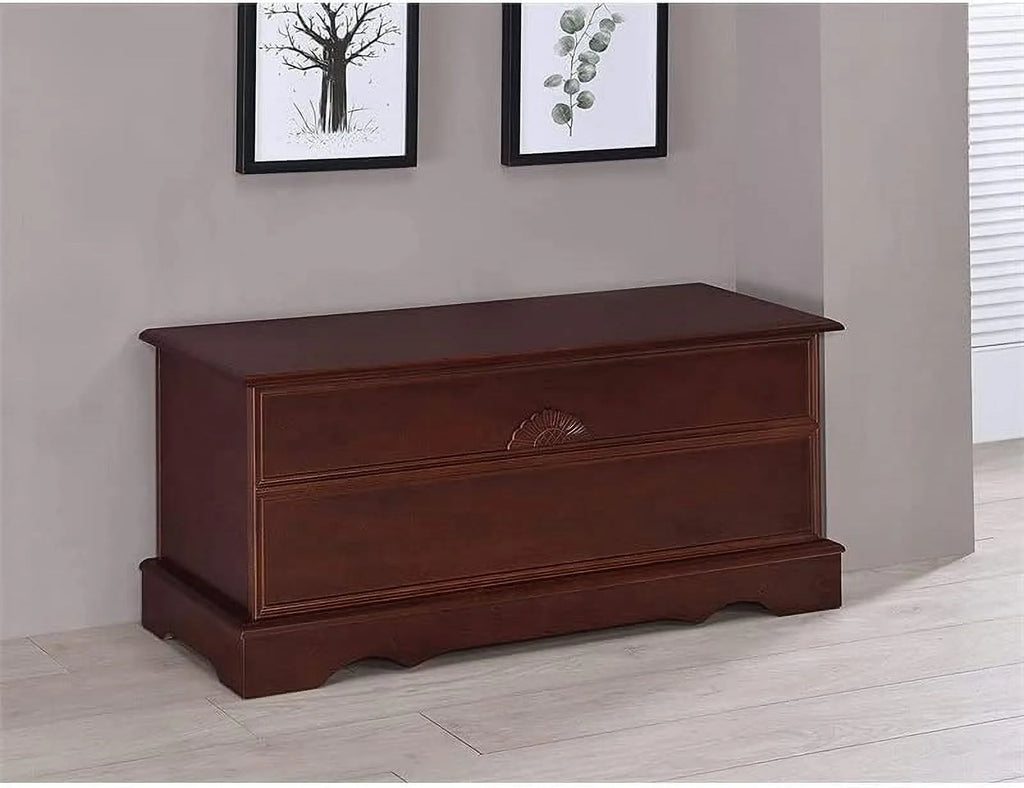 Warm Brown Cedar Lined Wood Storage Blanket Chest Trunk M834