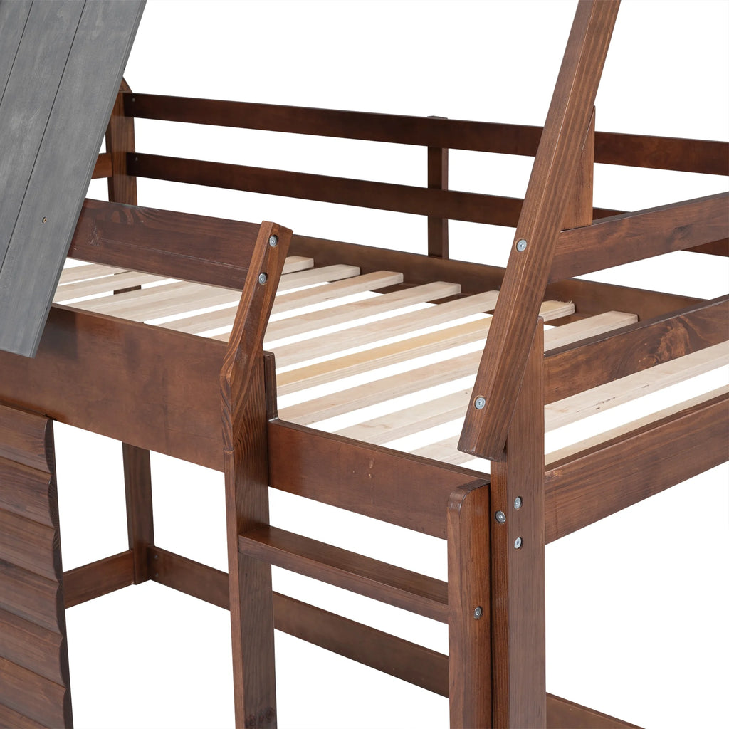 Twin over Twin Bunk Bed with Roof U674698