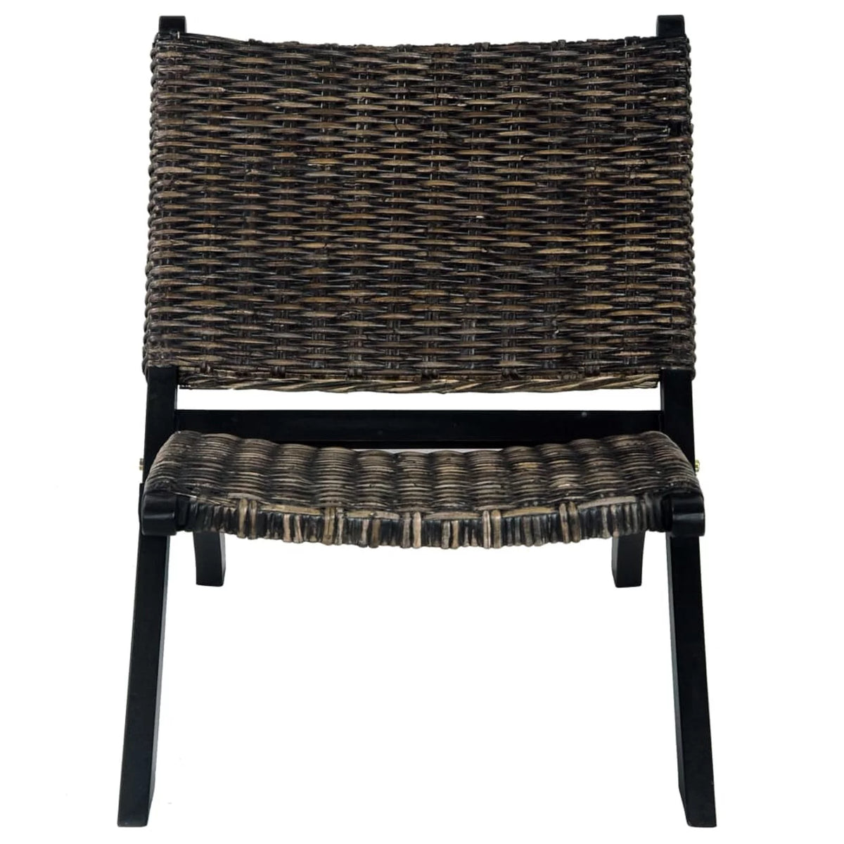 Black Natural Kubu Rattan Mahogany Wood Frame Chair V9136
