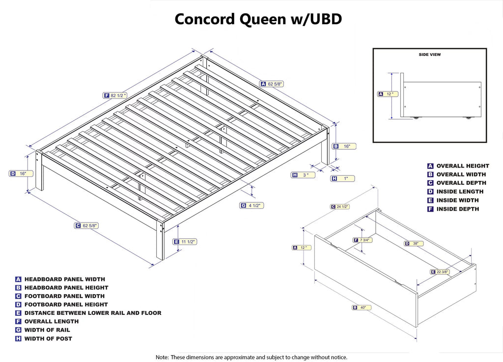 Queen Solid Wood Platform Bed with 2 Storage Drawers N79498