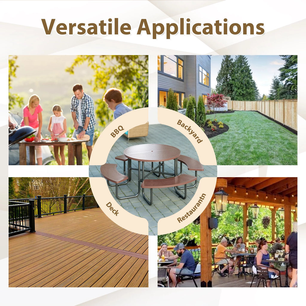 46'' Steel Round Picnic Table with Umbrella Hole X734562