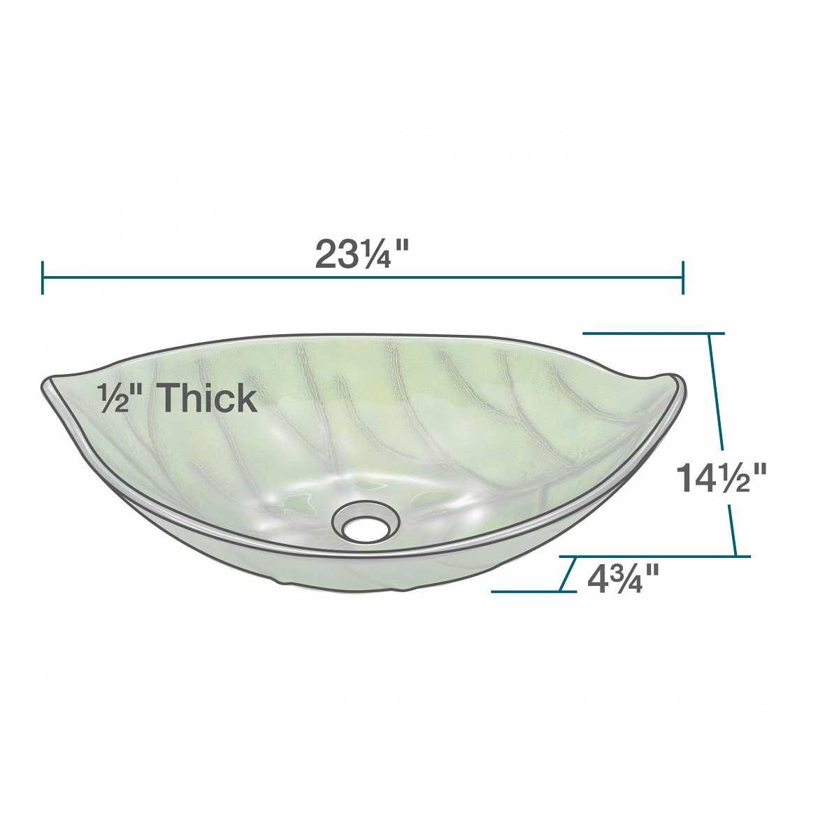 Green Coloured Glass Leaf Vessel Sink I6433