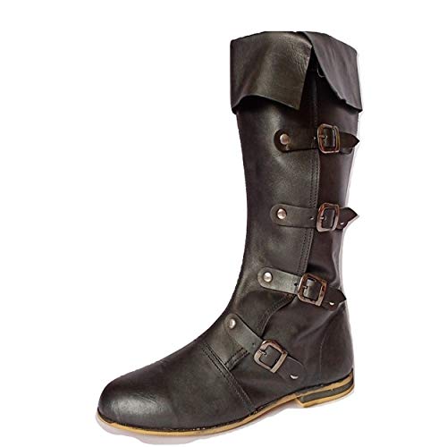 Medieval Leather Boots 4 Buckle Long Boot A34775