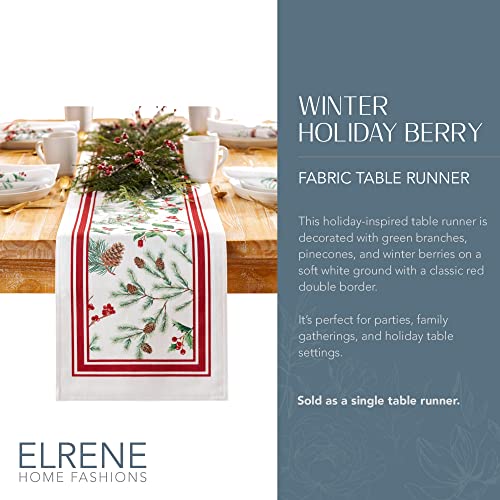 Winter Holiday Berry Bordered 60" X 120" Oblong Tablecloth Y98394