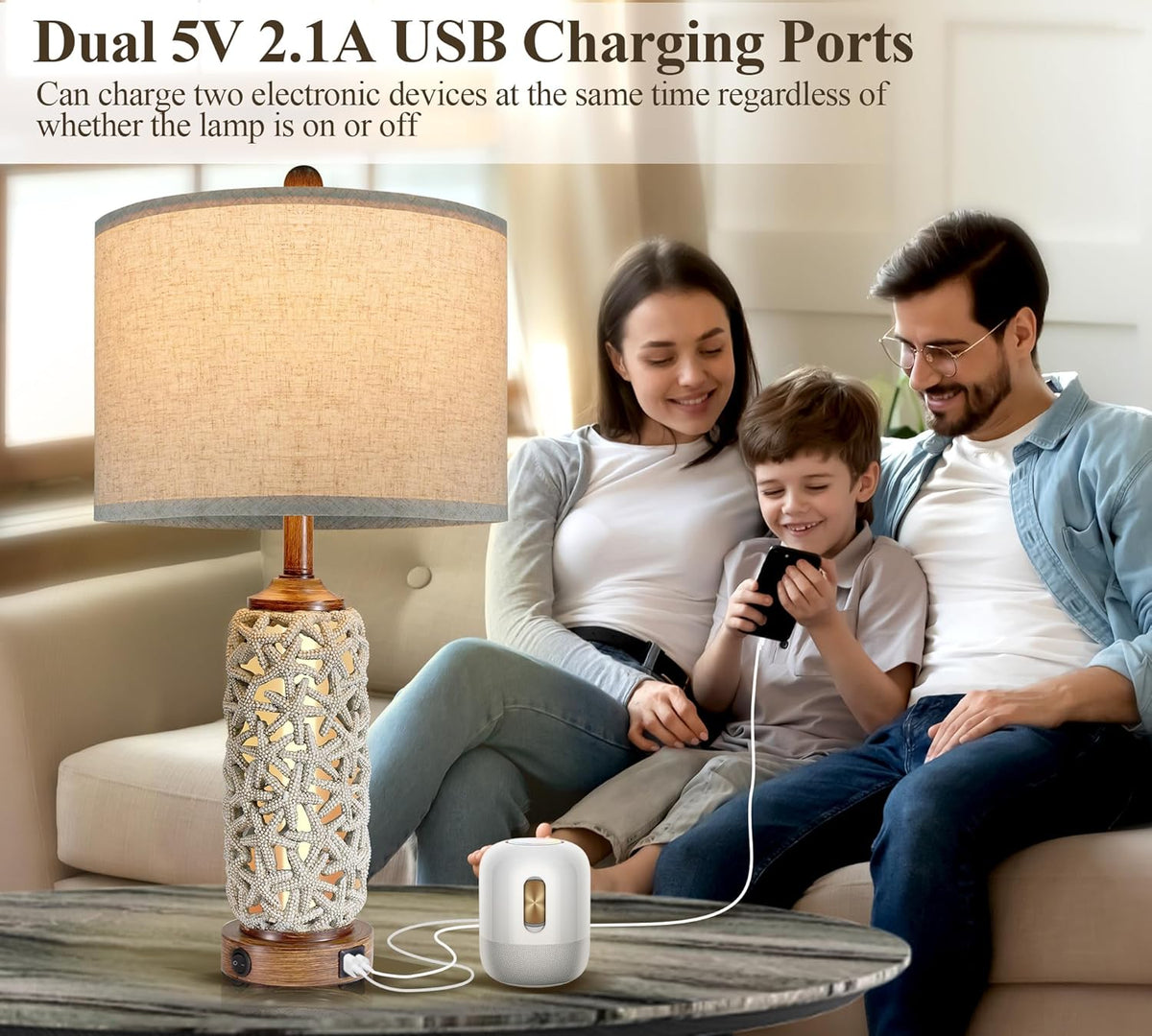 26.5'' Tall Table Lamp with Dual USB Port H25246