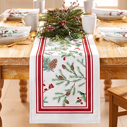 Winter Holiday Berry Bordered 60" X 120" Oblong Tablecloth Y98394