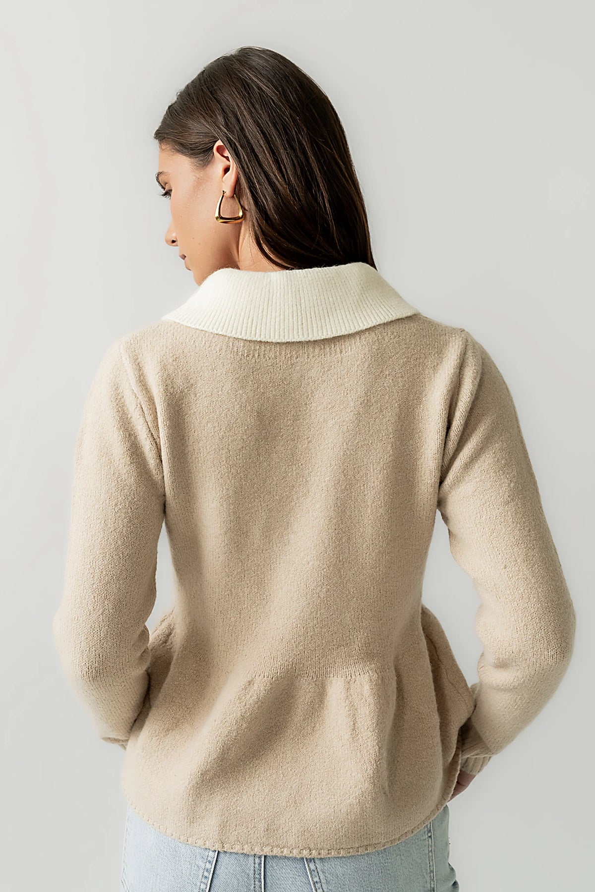 Taupe Peplum Sweater C8998