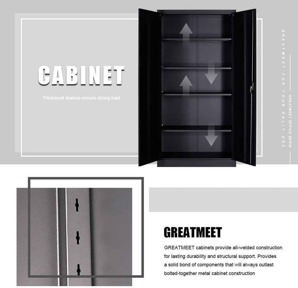 Metal Storage Cabinet with 2 Doors and 5 Shelves F997