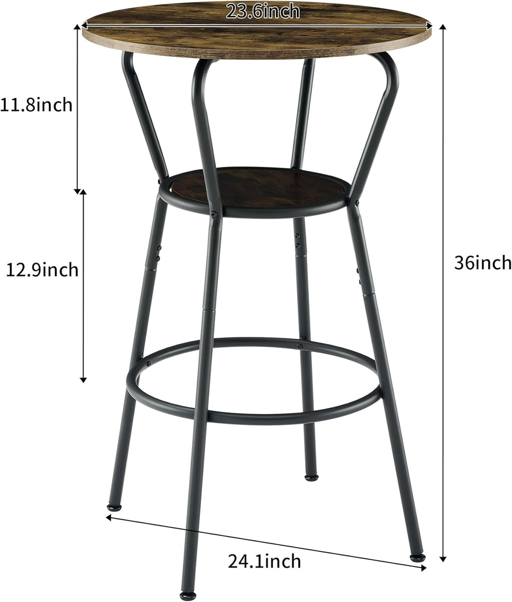 Antique Brown 3-Piece Round Bar Table with 2 Barstools Z47898