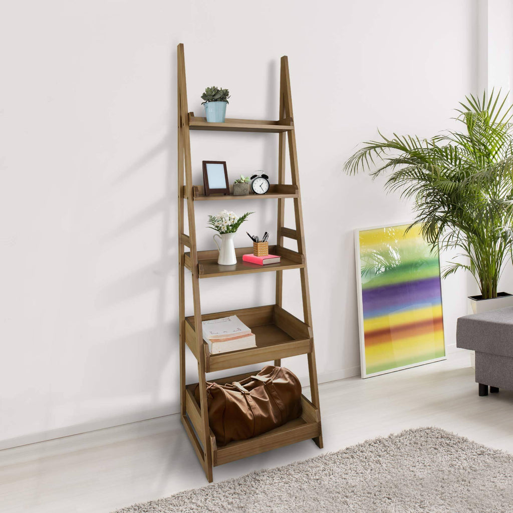 5-Shelf Gray Ladder Bookcase X7429