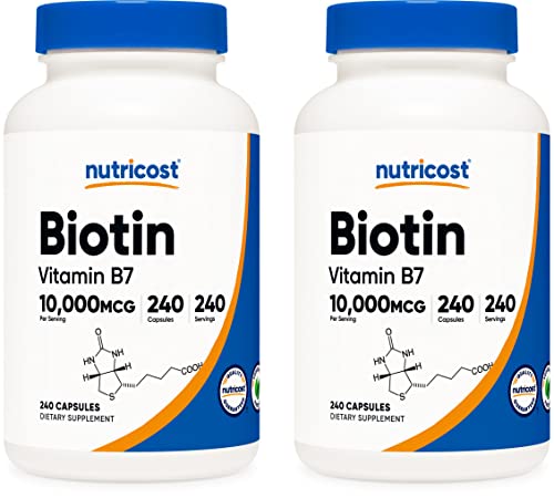 Biotin 10,000mcg Vitamin Supplement, 240 Capsules F4614