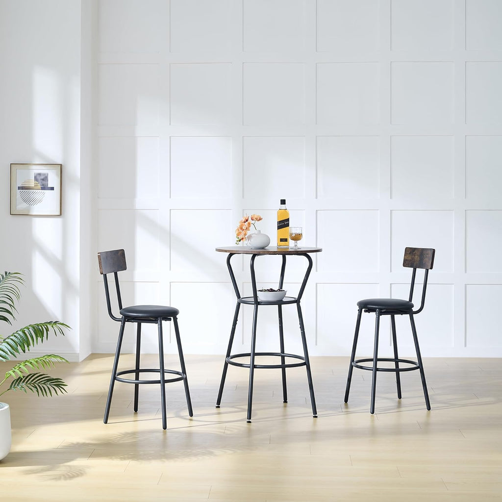 Antique Brown 3-Piece Round Bar Table with 2 Barstools Z47898