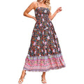 Colorful Graphic Maxi A Line Swing Long Cami Dress A719
