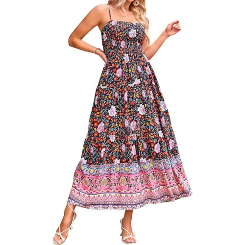 Colorful Graphic Maxi A Line Swing Long Cami Dress A719