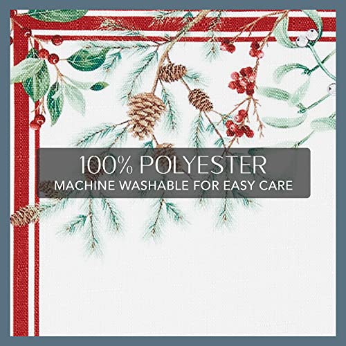 Winter Holiday Berry Bordered 60" X 120" Oblong Tablecloth Y98394